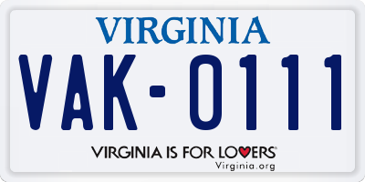 VA license plate VAK0111