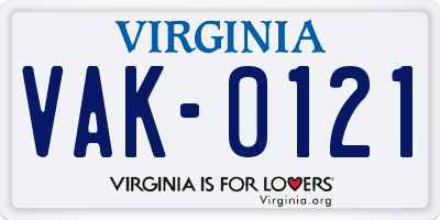 VA license plate VAK0121
