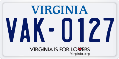 VA license plate VAK0127