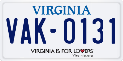 VA license plate VAK0131