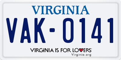 VA license plate VAK0141