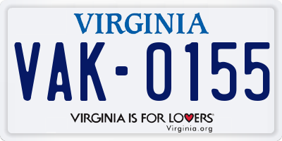 VA license plate VAK0155