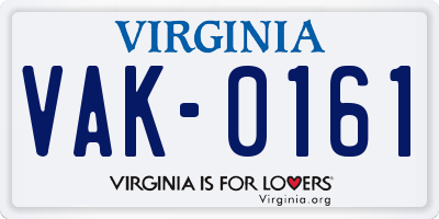 VA license plate VAK0161