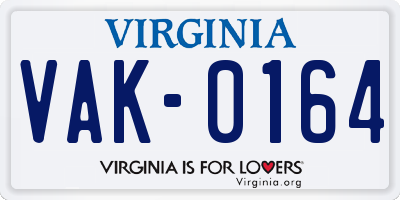 VA license plate VAK0164