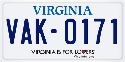 VA license plate VAK0171