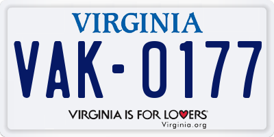 VA license plate VAK0177