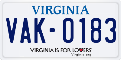 VA license plate VAK0183