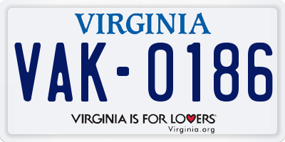 VA license plate VAK0186