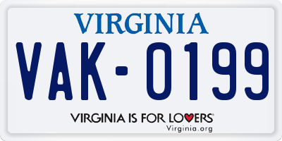 VA license plate VAK0199