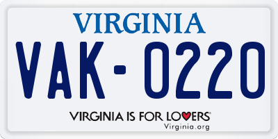 VA license plate VAK0220