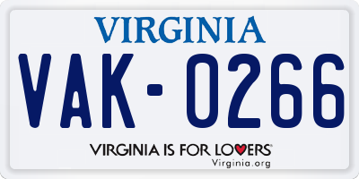VA license plate VAK0266