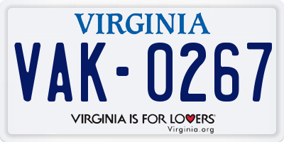 VA license plate VAK0267