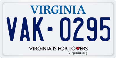 VA license plate VAK0295