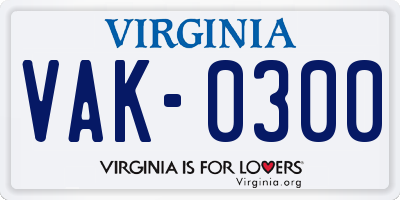 VA license plate VAK0300
