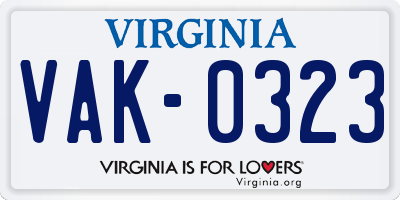 VA license plate VAK0323