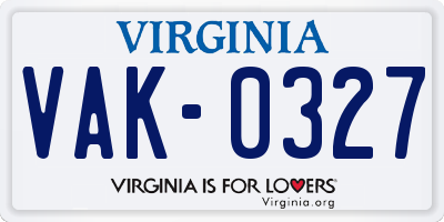 VA license plate VAK0327