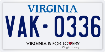 VA license plate VAK0336