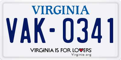 VA license plate VAK0341