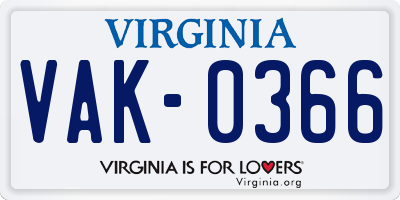 VA license plate VAK0366