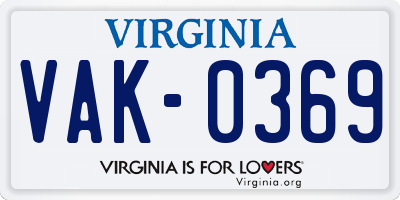 VA license plate VAK0369