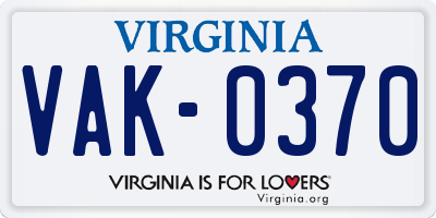 VA license plate VAK0370