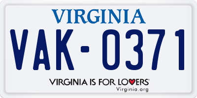 VA license plate VAK0371