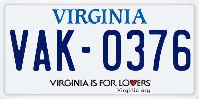 VA license plate VAK0376