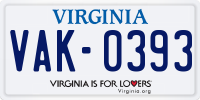 VA license plate VAK0393