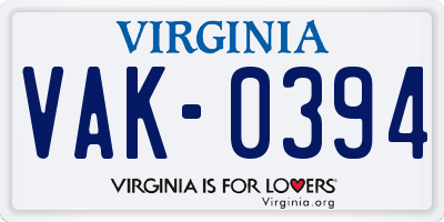 VA license plate VAK0394