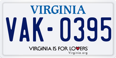 VA license plate VAK0395