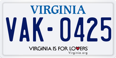 VA license plate VAK0425
