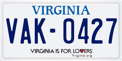 VA license plate VAK0427
