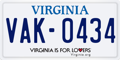 VA license plate VAK0434