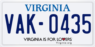 VA license plate VAK0435