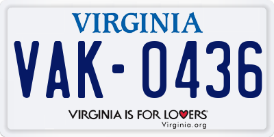 VA license plate VAK0436