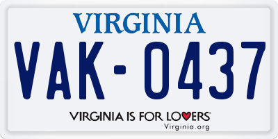VA license plate VAK0437
