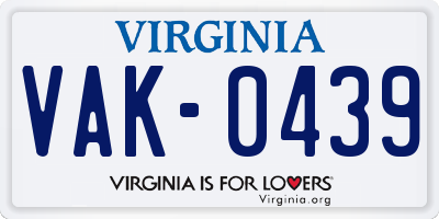 VA license plate VAK0439