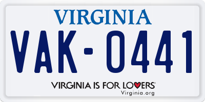 VA license plate VAK0441