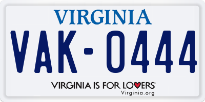VA license plate VAK0444
