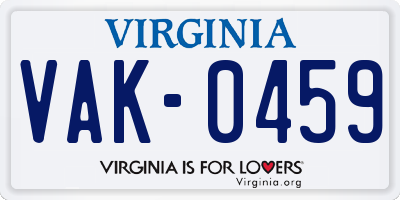 VA license plate VAK0459