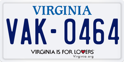 VA license plate VAK0464