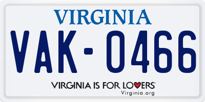 VA license plate VAK0466