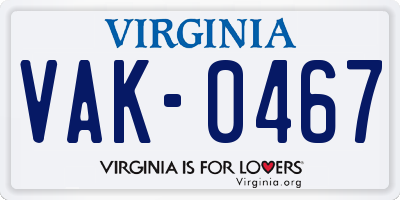 VA license plate VAK0467