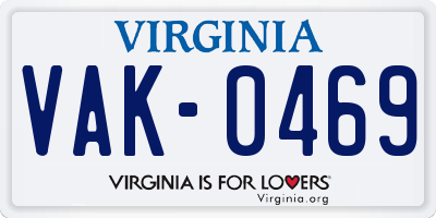 VA license plate VAK0469