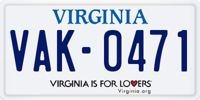 VA license plate VAK0471