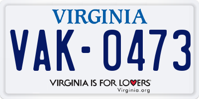 VA license plate VAK0473