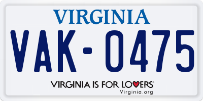 VA license plate VAK0475