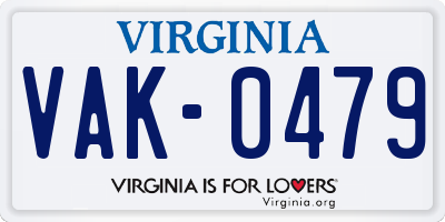 VA license plate VAK0479