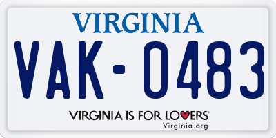 VA license plate VAK0483