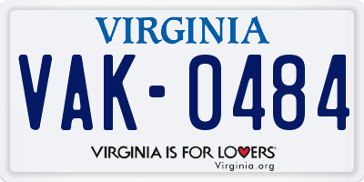 VA license plate VAK0484